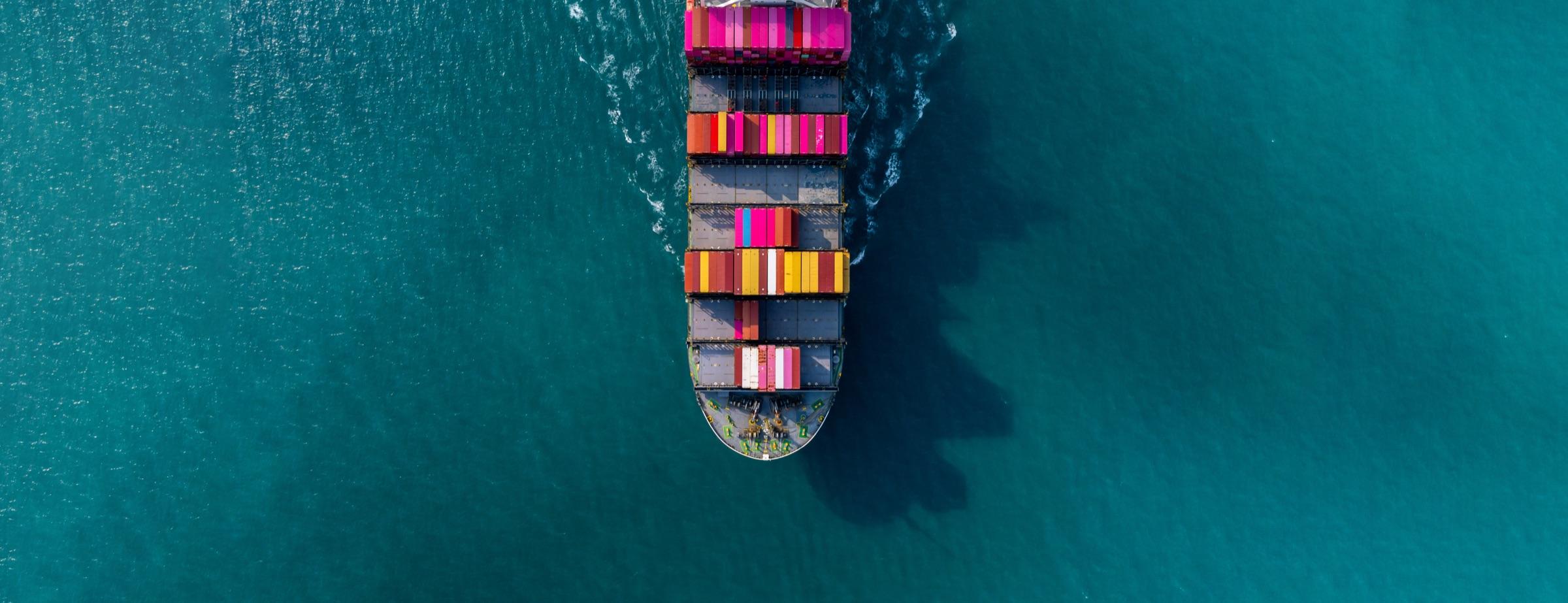 Container cargo ship at sea