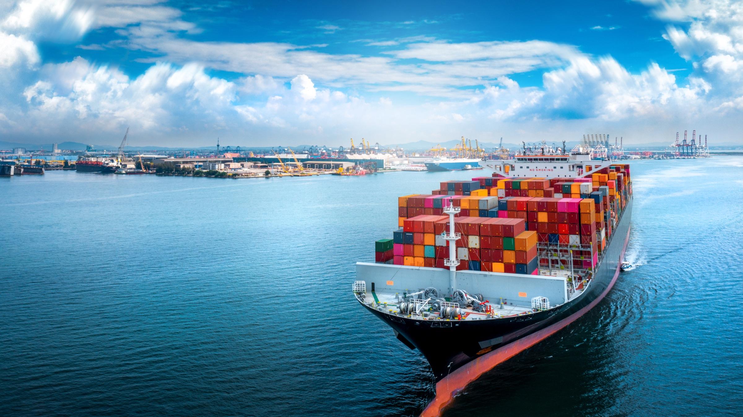 Container ship at port