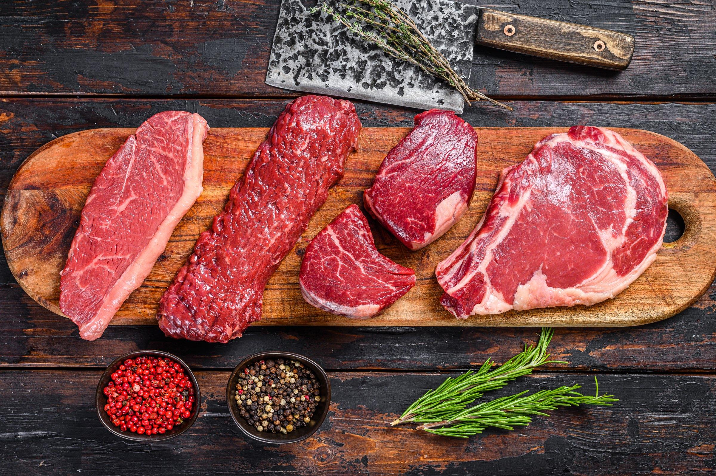 Premium raw beef cuts