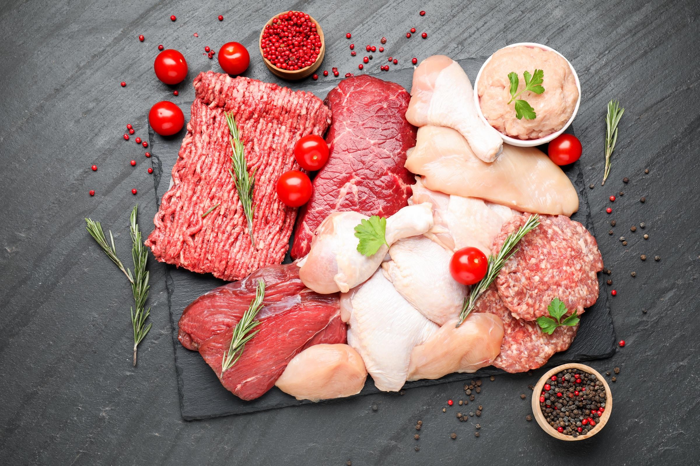 Raw poultry and meat selection