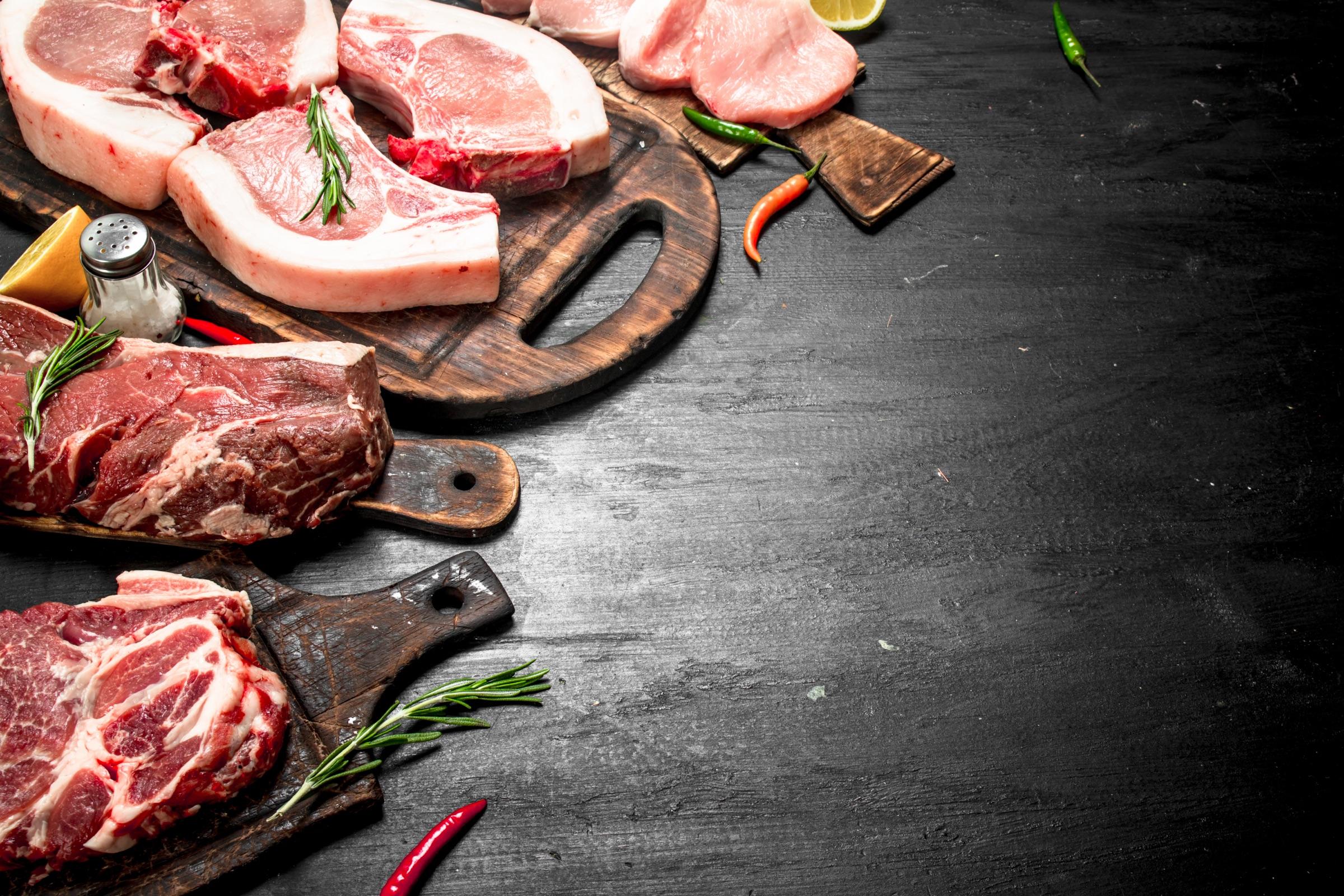 Assorted raw meats
